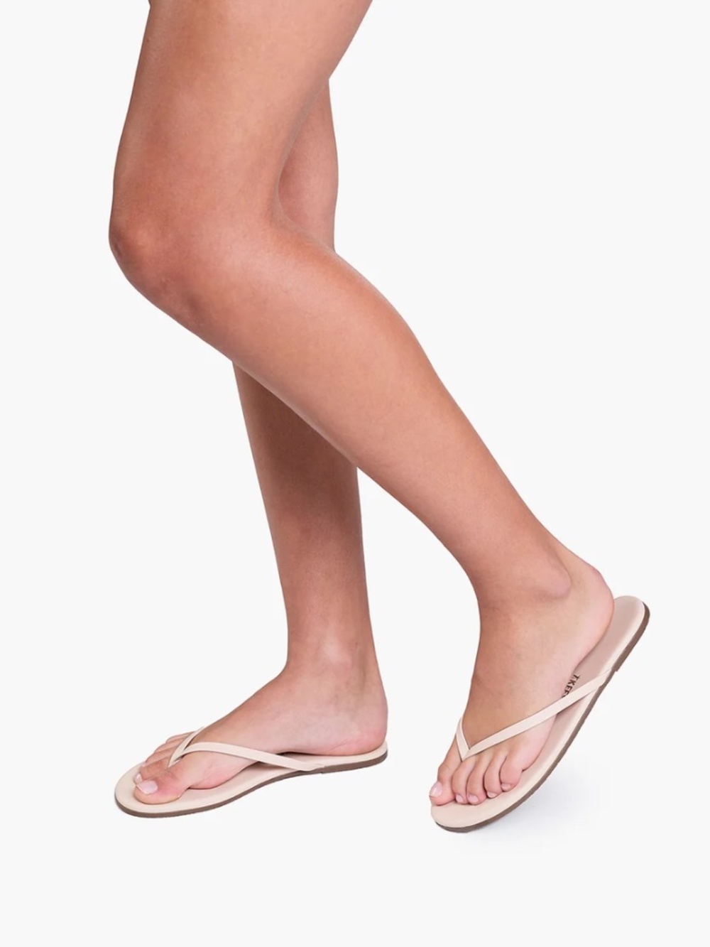 Lily Nudes Leather Flip Flops, Linen, Tkees, Size 7